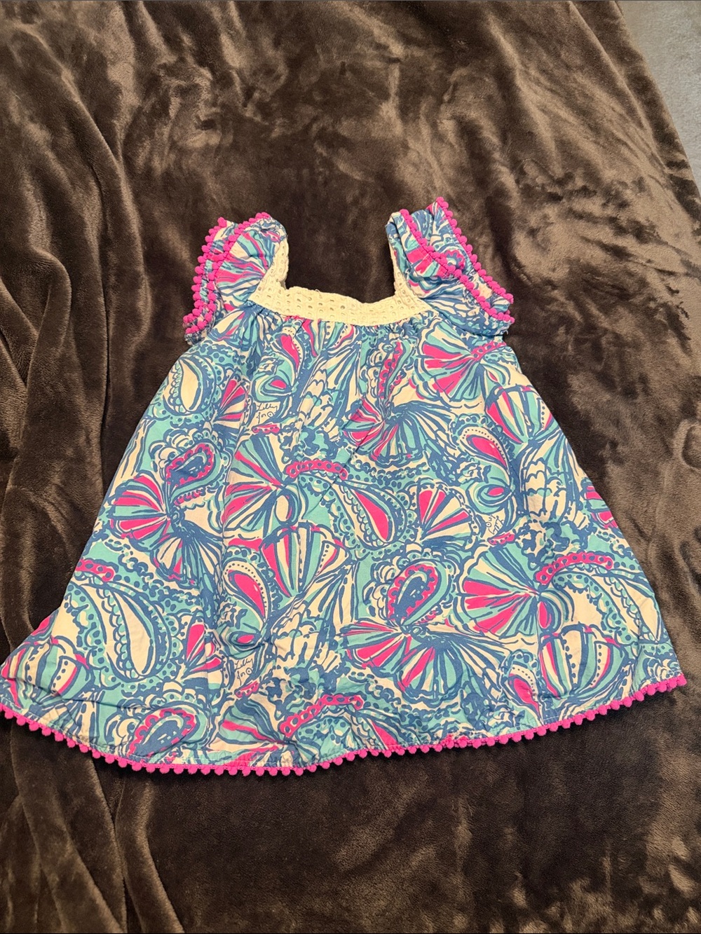 Lilly Pulitzer Toddlers Light Blue and Pink Tie-Dye Top